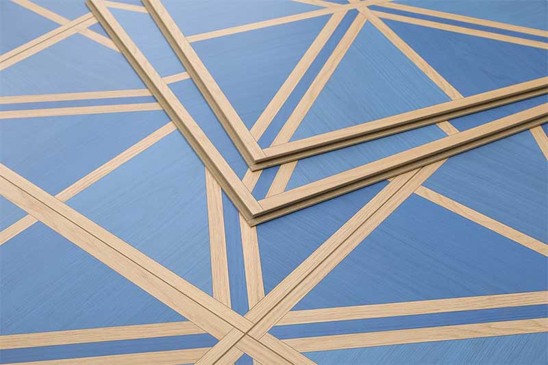 Blue Geometric Lines Laminate Flooring